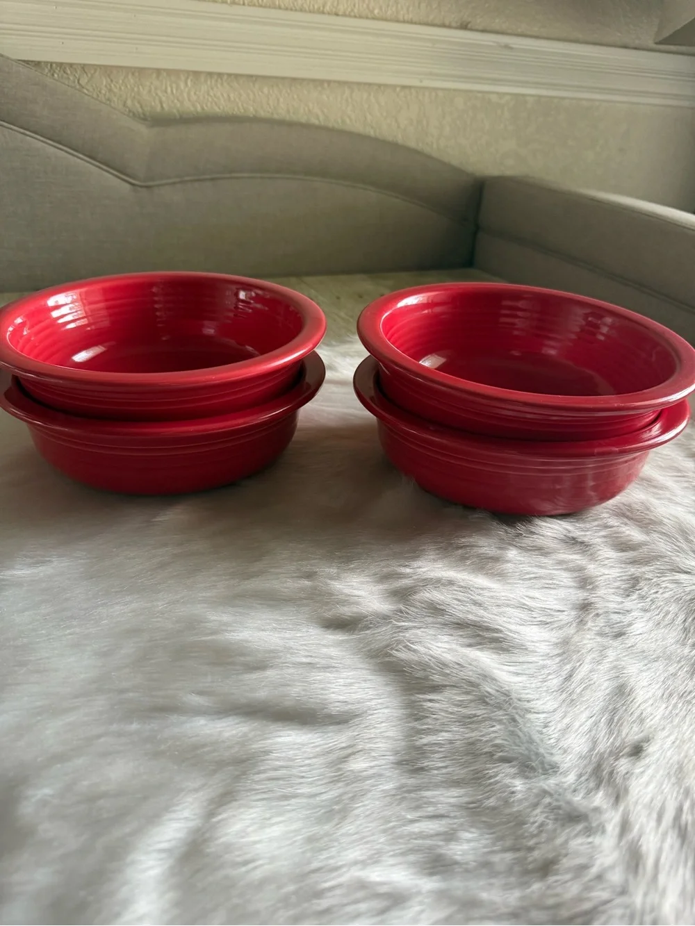 Fiesta-ware Set of 4 Classic Rim Scarlet Soup/Cereal Bowls